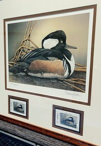 Sherrie Russell Meline  2000 Texas Waterfowl Stamp Print With Double Stamps - Brand New Custom Sporting Frame