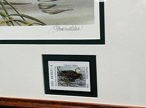 Sherrie Russell Meline  2003 Texas Waterfowl Stamp Print W Double Stamps - Brand New Custom Sporting Frame