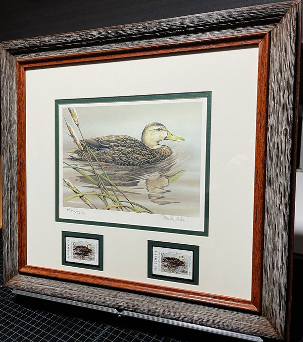 Sherrie Russell Meline 2003 Texas Waterfowl Duck Stamp Print With Double Stamps - Brand New Super Custom Sporting Frame