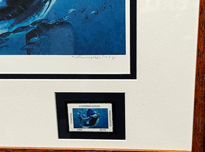 Stanley Meltzoff - 1988 Coastal Conservation Association CCA Stamp Print With Double Stamps - Brand New Custom Sporting Frame