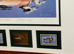 William Morris - 1984 Federal Duck Stamp Print Gold Medallion Edition With Double Stamps - Brand New Custom Sporting Frame