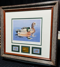 Load image into Gallery viewer, William Morris 1984 Federal Duck Stamp Print Gold Medallion Edition With Double Stamps - Brand New Custom Sporting Frame