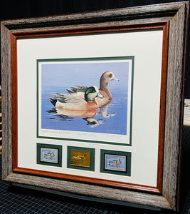 William Morris - 1984 Federal Duck Stamp Print Gold Medallion Edition With Double Stamps - Brand New Custom Sporting Frame