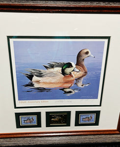 William Morris - 1984 Federal Duck Stamp Print Gold Medallion Edition With Double Stamps - Brand New Custom Sporting Frame