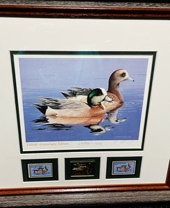 William Morris 1984 Federal Duck Stamp Print Gold Medallion Edition With Double Stamps - Brand New Custom Sporting Frame