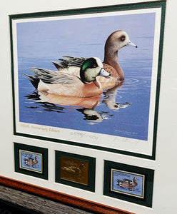 William Morris - 1984 Federal Duck Stamp Print Gold Medallion Edition With Double Stamps - Brand New Custom Sporting Frame