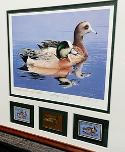 William Morris 1984 Federal Duck Stamp Print Gold Medallion Edition With Double Stamps - Brand New Custom Sporting Frame