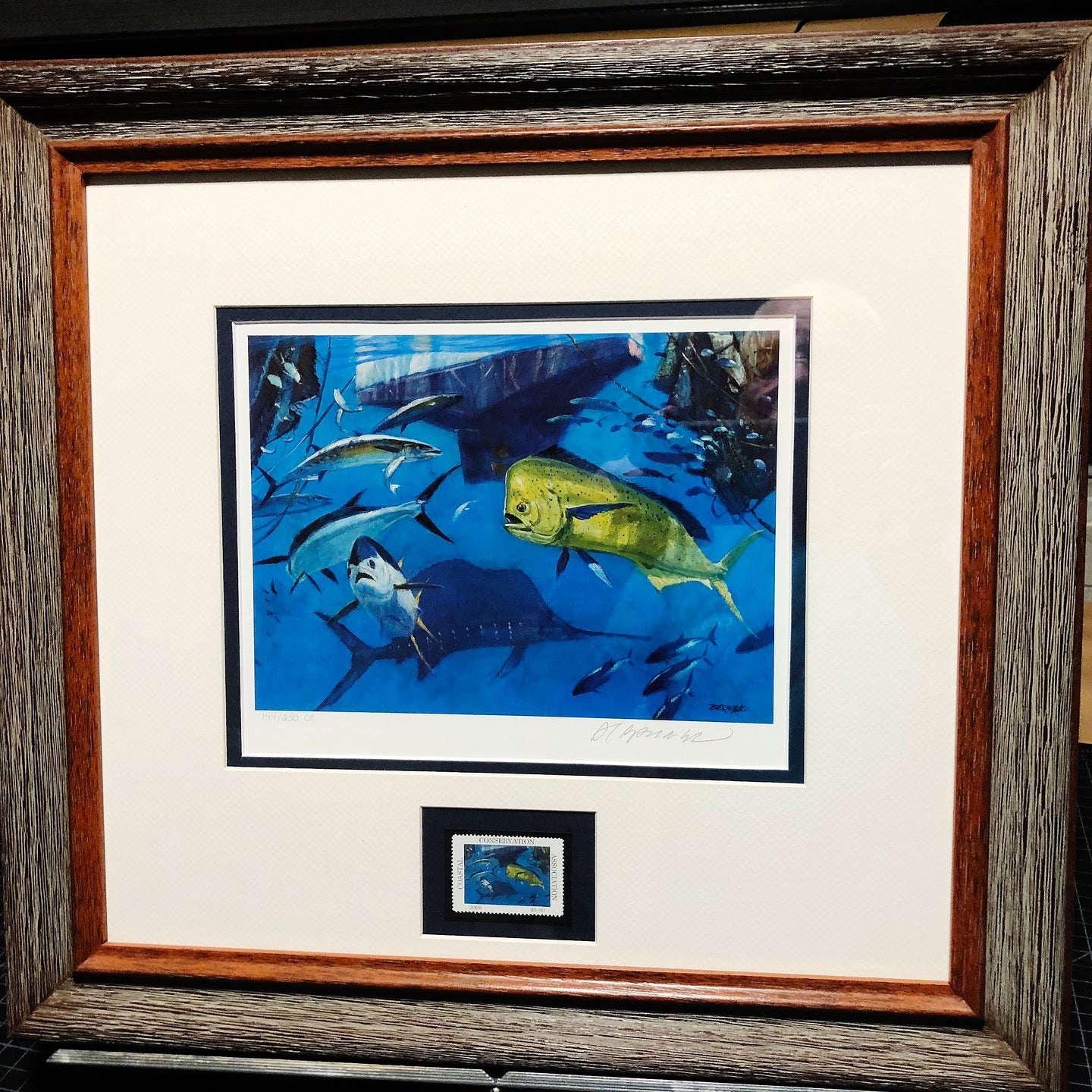Al Barnes - 2008 Coastal Conservation Association CCA Stamp Print With Stamp - Brand New Custom Sporting Frame