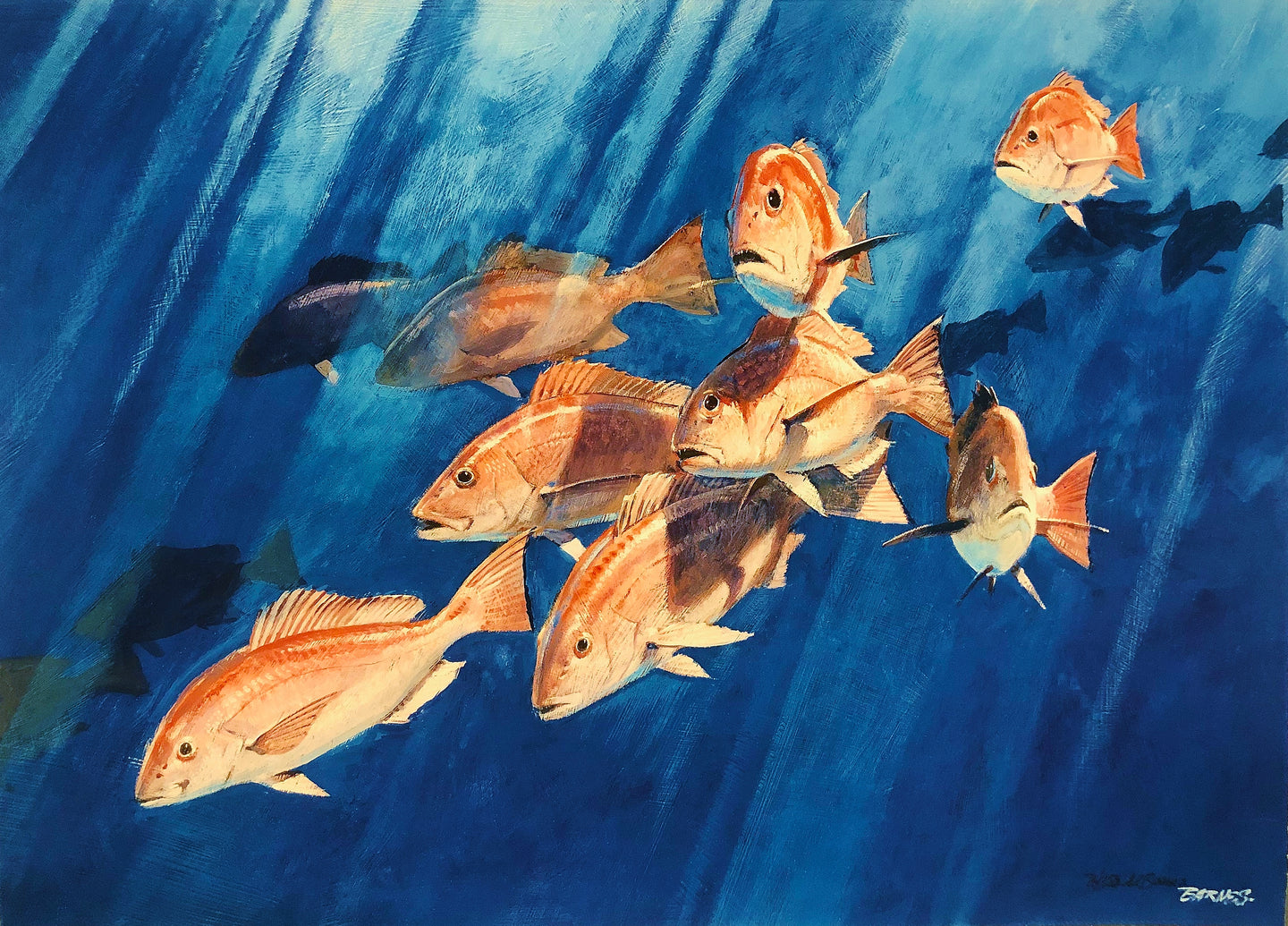 Al Barnes - Red Snapper - Full Sheet GiClee - Red Snapper Scene - Brand New Custom Sporting Frame