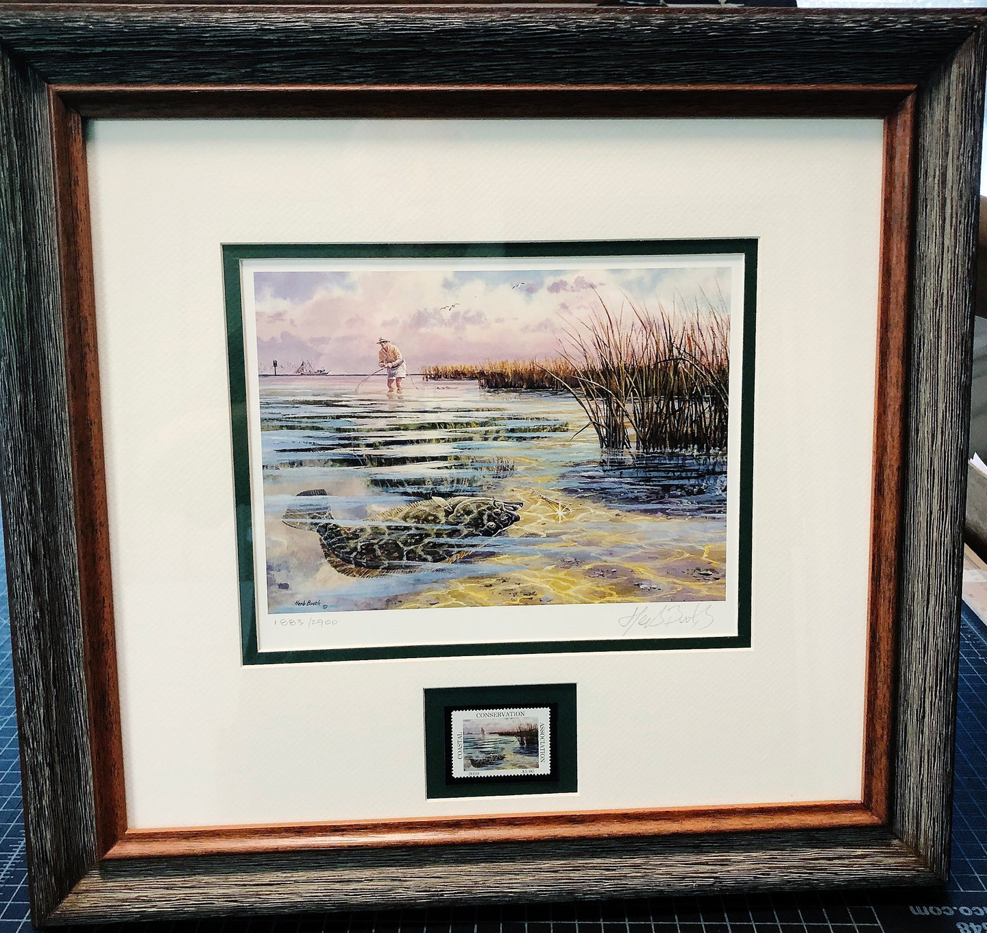 Herb Booth - 2009 Coastal Conservation Association CCA Stamp Print With Stamp - Brand New Custom Sporting Frame