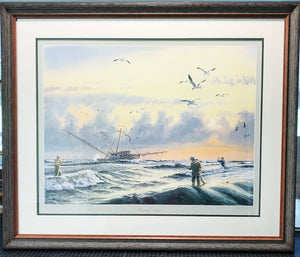 Herb Booth Painters Surf Lithograph Coastal Conservation Association CCA - Brand New Custom Sporting Frame