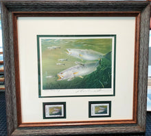 Load image into Gallery viewer, Ronnie Wells  2010 Texas Saltwater Stamp Print Artist Proof With Double Stamps - Brand New Custom Sporting Frame