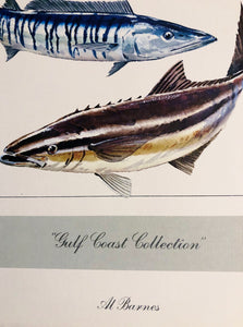 Al Barnes - Gulf Coast Collection With Ultra Rare Redfish Remarque - Lithograph 1980 - Brand New Custom Sporting Frame