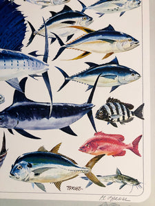 Al Barnes - Gulf Coast Collection With Ultra Rare Redfish Remarque - Lithograph 1980 - Brand New Custom Sporting Frame