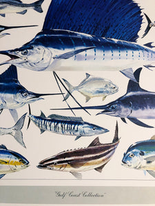 Al Barnes - Gulf Coast Collection With Ultra Rare Redfish Remarque - Lithograph 1980 - Brand New Custom Sporting Frame