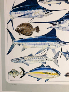 Al Barnes - Gulf Coast Collection With Ultra Rare Redfish Remarque - Lithograph 1980 - Brand New Custom Sporting Frame
