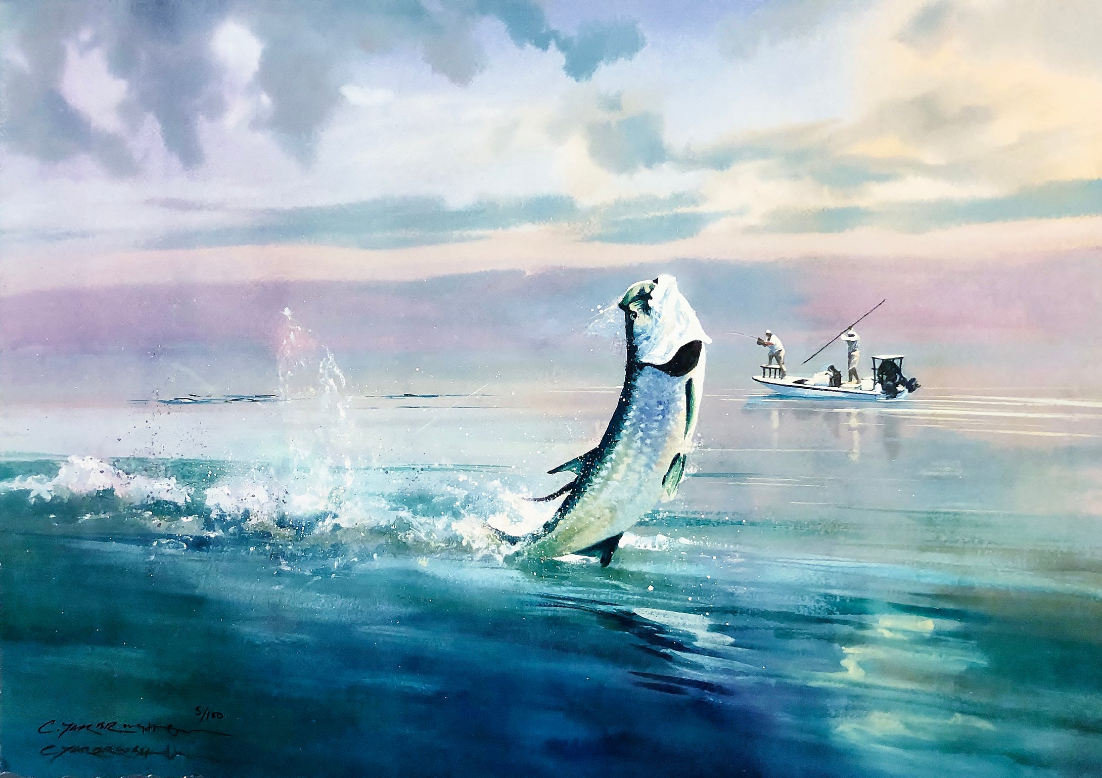 Chance Yarbrough - Slicked Off - HS GiClee - Fighting Tarpon - Brand New Custom Sporting Frame