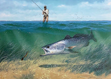Load image into Gallery viewer, John Dearman 1995 Texas Saltwater Stamp Print With Double Stamps - Brand New Super Custom Sporting Frame