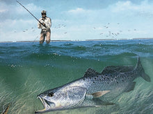 Load image into Gallery viewer, John Dearman 1995 Texas Saltwater Stamp Print With Double Stamps - Brand New Super Custom Sporting Frame
