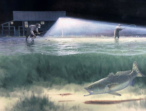 John Dearman - Night Fishing - FS GiClee - Brand New Custom Sporting Frame
