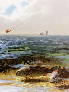John P. Cowan 1983 Gulf Coastal Conservation Association CCA GCCA Stamp Print With Stamp - Brand New Super Custom Sporting Frame