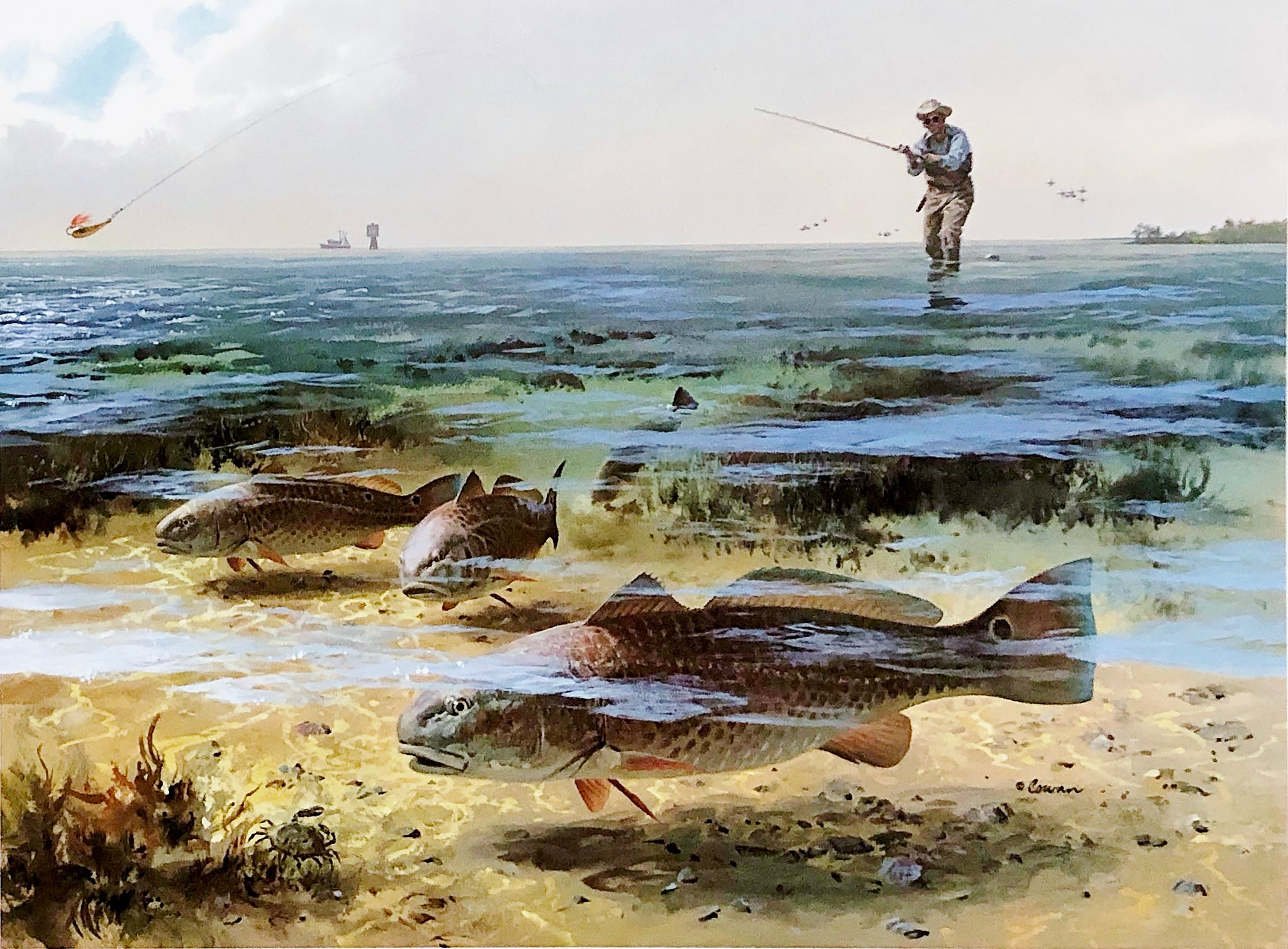 John P. Cowan 1983 Gulf Coastal Conservation Association CCA GCCA Stam –  Texas Sporting Art, image size:2048x1509