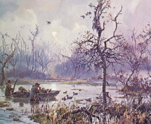 John P. Cowan Mallards High Lithograph Year 1974 - Brand New Super Custom Sporting Frame