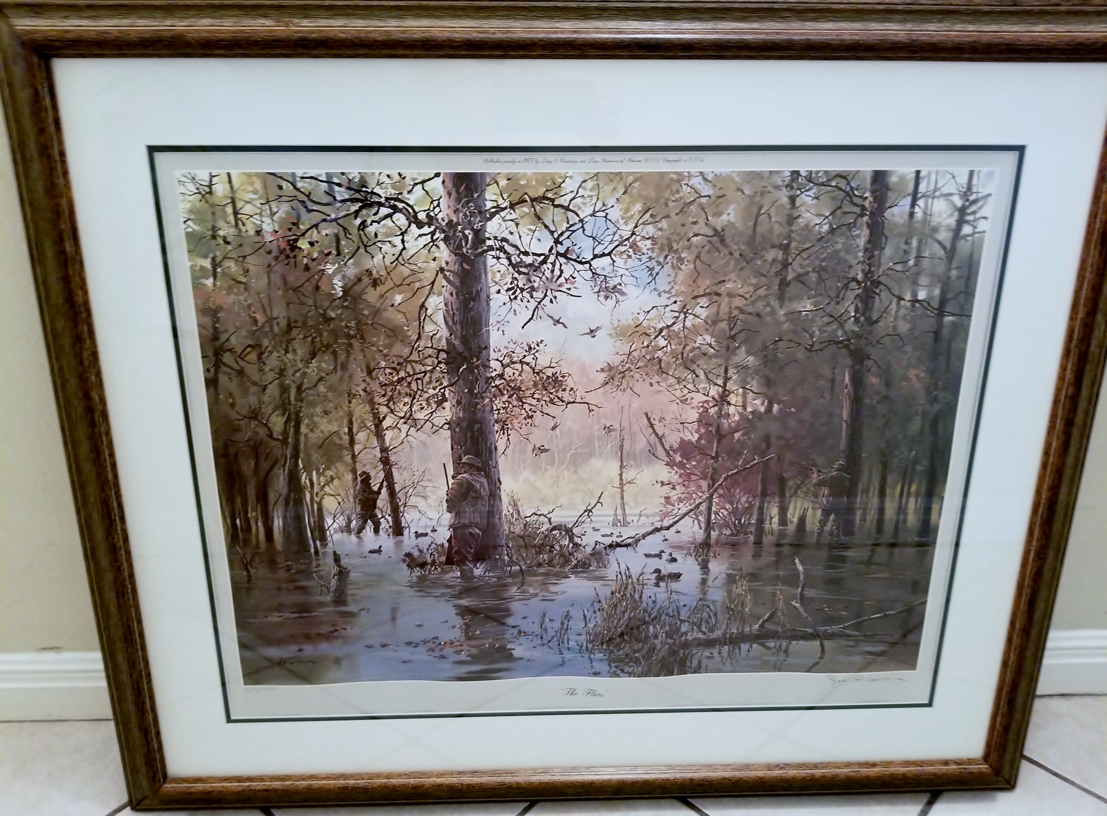 John P. Cowan The Flats Lithograph Year 1977 - Brand New Super Custom Sporting Frame