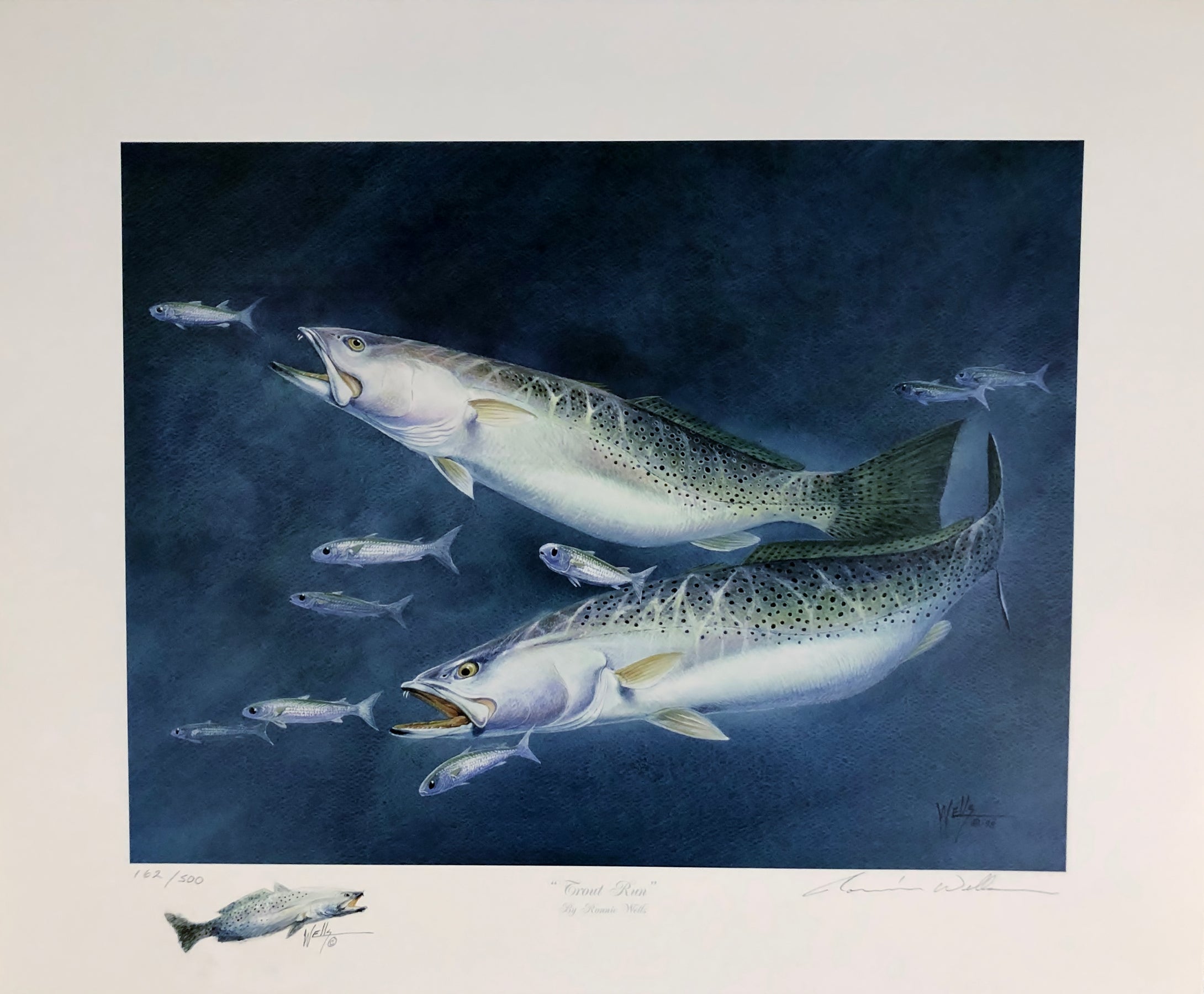 Ronnie Wells Trout Run Lithograph With Remarque  - Brand New Custom Sporting Frame