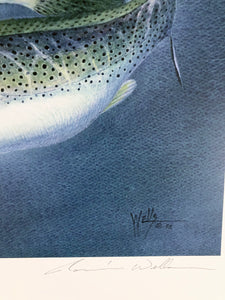 Ronnie Wells - Trout Run - Lithograph With Remarque  - Brand New Custom Sporting Frame