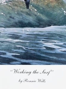 Ronnie Wells - Working The Surf Lithograph With Speck & Gull Remarque's 1990 - Brand New Custom Sporting Frame