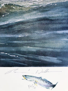 Ronnie Wells - Working The Surf Lithograph With Speck & Gull Remarque's 1990 - Brand New Custom Sporting Frame