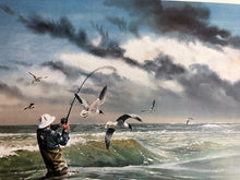 Load image into Gallery viewer, Ronnie Wells - Working The Surf Lithograph With Speck &amp; Gull Remarque&#39;s 1990 - Brand New Custom Sporting Frame